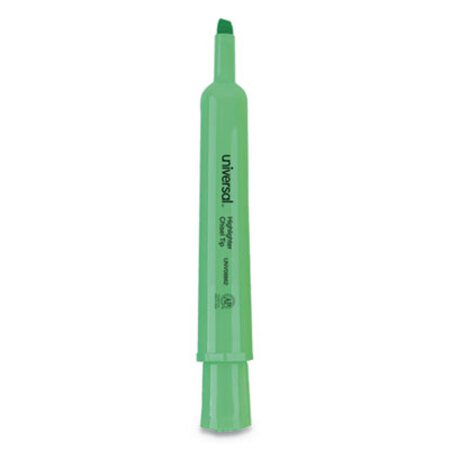 Picture of Desk Highlighters, Fluorescent Green Ink, Chisel Tip, Green Barrel, DozenUNV-08862
