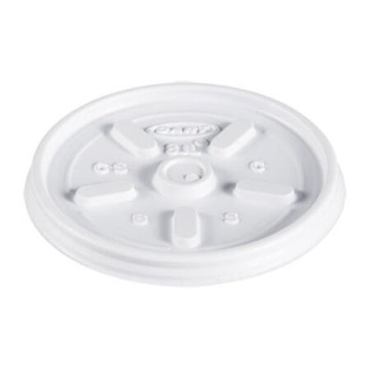 Picture of Plastic Lids, Fits 8 oz to 10 oz Hot/Cold Foam Cups, Vented, White, 100/Pack, 10 Packs/CartonDCC-8JL