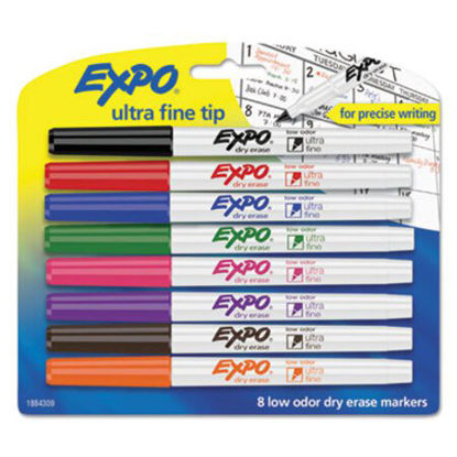 Picture of Low-Odor Dry-Erase Marker, Extra-Fine Needle Tip, Assorted Colors, 8/SetSAN-1884309