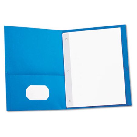 Picture of Two-Pocket Portfolios with Tang Fasteners, 11 x 8 1/2, Light Blue, 25/BoxUNV-57115