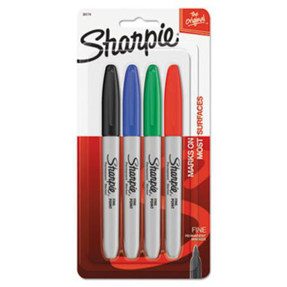 Picture of Fine Tip Permanent Marker, Fine Bullet Tip, Assorted Colors, 4/SetSAN-30174PP