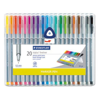 Picture of Triplus Fineliner Porous Point Pen, Stick, Extra-Fine 0.3 mm, Assorted Ink Colors, Silver Barrel, 20/PackSTD-334SB20A6