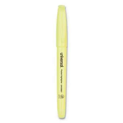 Picture of Pocket Highlighters, Fluorescent Yellow Ink, Chisel Tip, Yellow Barrel, DozenUNV-08851