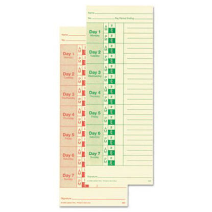 Picture of Universal Time Card, Side Print, 3 1/2 x 9, Bi-Weekly/Weekly, 2-Sided 100/PackLTH-M2100