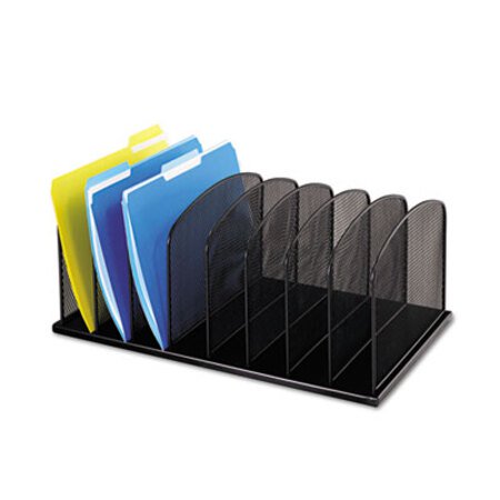 Picture of Onyx Mesh Desk Organizer with Upright Sections, 8 Sections, Letter to Legal Size Files, 19.5" x 11.5" x 8.25", BlackSAF-3253BL