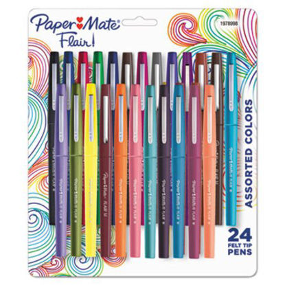 Picture of Point Guard Flair Felt Tip Porous Point Pen, Stick, Medium 0.7 mm, Assorted Tropical Vacation Ink and Barrel Colors, 24/PackPAP-1978998