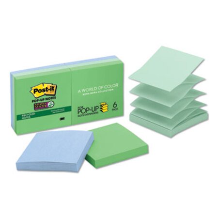 Picture of Pop-up Recycled Notes in Bora Bora Colors, 3 x 3, 90-Sheet, 6/PackMMM-R3306SST