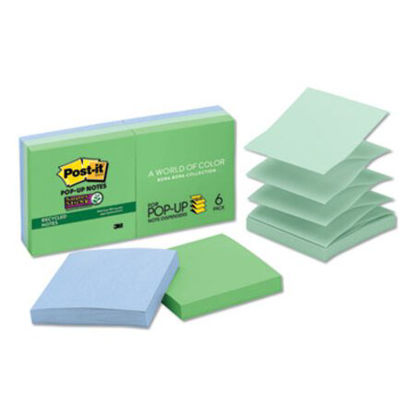 Picture of Pop-up Recycled Notes in Bora Bora Colors, 3 x 3, 90-Sheet, 6/PackMMM-R3306SST