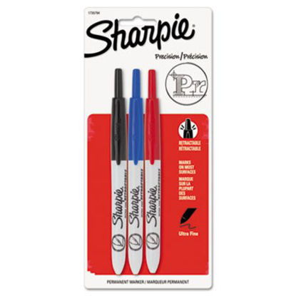 Picture of Retractable Permanent Marker, Extra-Fine Needle Tip, Assorted Colors, 3/SetSAN-1735794