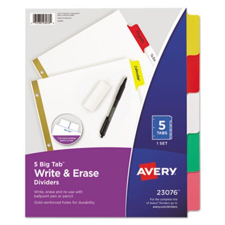 Picture of Write and Erase Big Tab Paper Dividers, 5-Tab, Multicolor, LetterAVE-23076