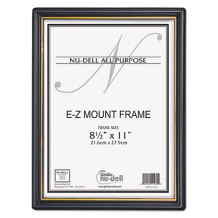 Picture of EZ Mount Document Frame with Trim Accent and Plastic Face, Plastic, 8.5 x 11 Insert, Black/GoldNUD-11880