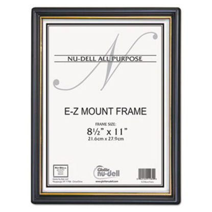Picture of EZ Mount Document Frame with Trim Accent and Plastic Face, Plastic, 8.5 x 11 Insert, Black/GoldNUD-11880