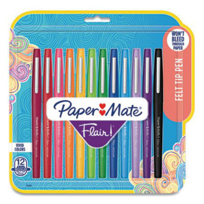 Picture of Point Guard Flair Felt Tip Porous Point Pen, Stick, Medium 0.7 mm, Assorted Ink and Barrel Colors, 12/PackPAP-74423