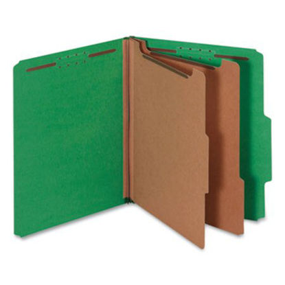 Picture of Bright Colored Pressboard Classification Folders, 2 Dividers, Letter Size, Emerald Green, 10/BoxUNV-10302