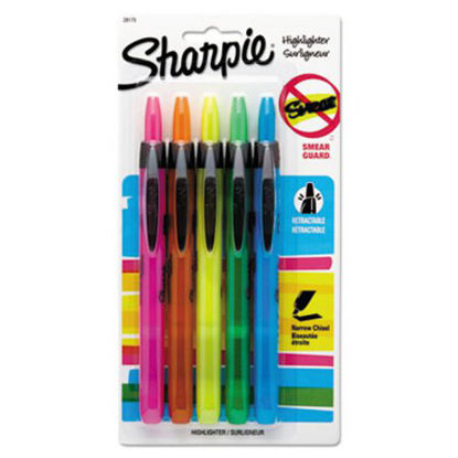 Picture of Retractable Highlighters, Assorted Ink Colors, Chisel Tip, Assorted Barrel Colors, 5/SetSAN-28175PP