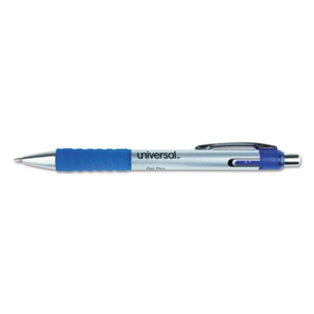 Picture of Comfort Grip Gel Pen, Retractable, Medium 0.7 mm, Blue Ink, Silver Barrel, DozenUNV-39721