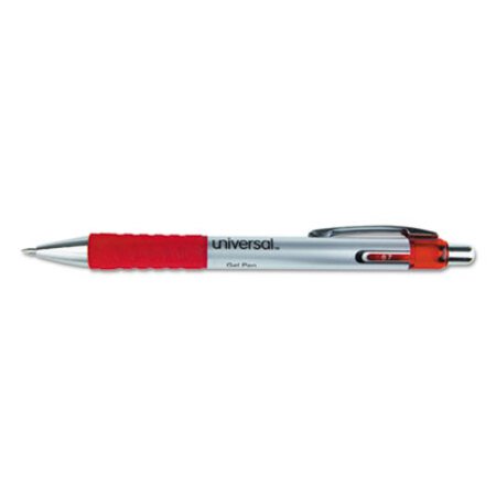 Picture of Comfort Grip Gel Pen, Retractable, Medium 0.7 mm, Red Ink, Silver Barrel, DozenUNV-39722