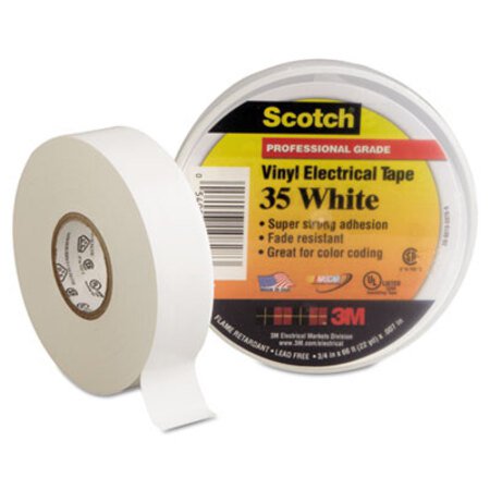 Picture of Scotch 35 Vinyl Electrical Color Coding Tape, 3" Core, 0.75" x 66 ft, WhiteMMM-10828