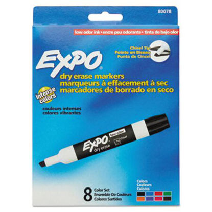 Picture of Low-Odor Dry-Erase Marker, Broad Chisel Tip, Assorted Colors, 8/SetSAN-80078