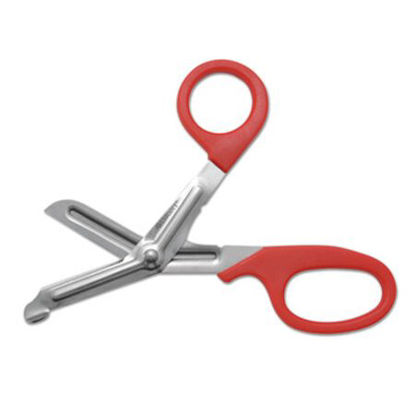 Picture of Stainless Steel Office Snips, 7" Long, 1.75" Cut Length, Red Offset HandleACM-10098