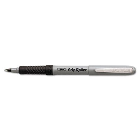 Picture of Roller Glide Roller Ball Pen, Stick, Fine 0.7 mm, Black Ink, Gray Barrel, DozenBIC-GRE11BK