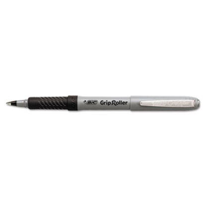 Picture of Roller Glide Roller Ball Pen, Stick, Fine 0.7 mm, Black Ink, Gray Barrel, DozenBIC-GRE11BK