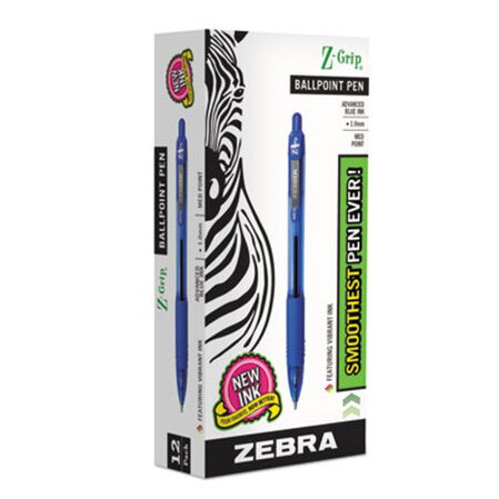 Picture of Z-Grip Ballpoint Pen, Retractable, Medium 1 mm, Blue Ink, Clear Barrel, DozenZEB-22220