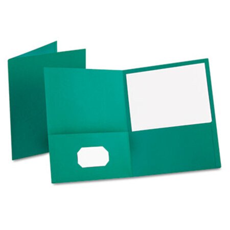 Picture of Twin-Pocket Folder, Embossed Leather Grain Paper, Teal, 25/BoxOXF-57555