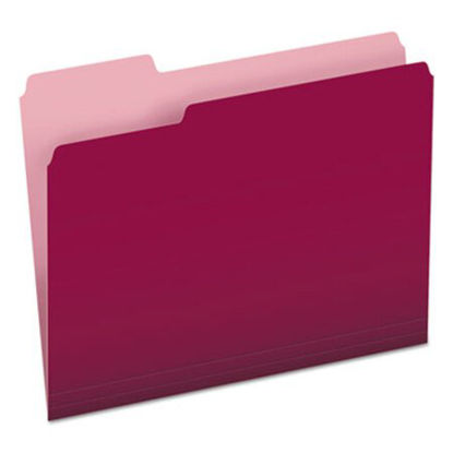 Picture of Colored File Folders, 1/3-Cut Tabs, Letter Size, Burgundy/Light Burgundy, 100/BoxPFX-15213BUR
