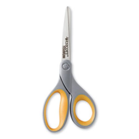 Picture of Titanium Bonded Scissors, 8" Long, 3.5" Cut Length, Gray/Yellow Straight HandleACM-13529