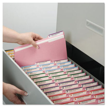 Picture of Colored File Folders, 1/3-Cut Tabs, Letter Size, Pink, 100/BoxSMD-12643