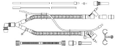Picture of Ventilator Circuit Corrugated Tube 60 Inch Tube Dual Limb Pediatric Without Bag Single Patient Use780-24