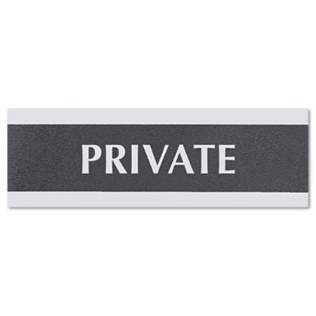 Picture of Century Series Office Sign, PRIVATE, 9 x 3, Black/SilverUSS-4761