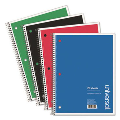 Picture of Wirebound Notebook, 1 Subject, Medium/College Rule, Assorted Color Covers, 10.5 x 8, 70 Sheets, 4/PackUNV-66614