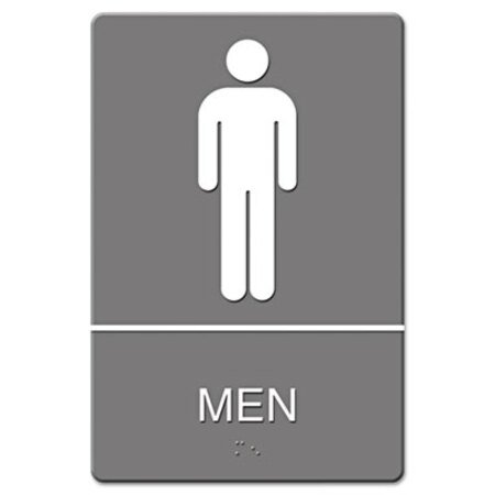 Picture of ADA Sign, Men Restroom Symbol w/Tactile Graphic, Molded Plastic, 6 x 9, GrayUSS-4817