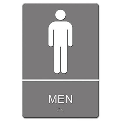 Picture of ADA Sign, Men Restroom Symbol w/Tactile Graphic, Molded Plastic, 6 x 9, GrayUSS-4817