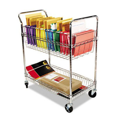 Picture of Carry-all Cart/Mail Cart, Two-Shelf, 34.88w x 18d x 39.5h, SilverALE-MC3518SR