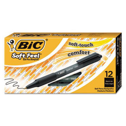 Picture of Soft Feel Ballpoint Pen, Retractable, Medium 1 mm, Black Ink, Black Barrel, DozenBIC-SCSM11BK