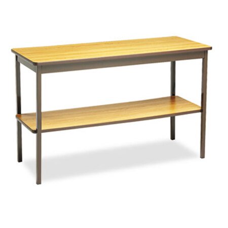 Picture of Utility Table with Bottom Shelf, Rectangular, 48w x 18d x 30h, Oak/BrownBRK-UTS1848LQ
