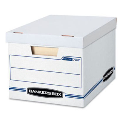 Picture of STOR/FILE Basic-Duty Storage Boxes, Letter/Legal Files, 12.5" x 16.25" x 10.5", White/Blue, 4/CartonFEL-0070308