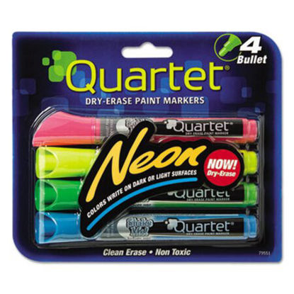 Picture of Neon Dry Erase Marker Set, Broad Bullet Tip, Assorted Colors, 4/SetQRT-79551
