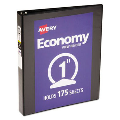 Picture of Economy View Binder with Round Rings , 3 Rings, 1" Capacity, 11 x 8.5, Black, (5710)AVE-05710