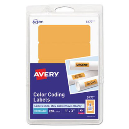 Picture of Printable Self-Adhesive Removable Color-Coding Labels, 1 x 3, Neon Orange, 5/Sheet, 40 Sheets/Pack, (5477)AVE-05477