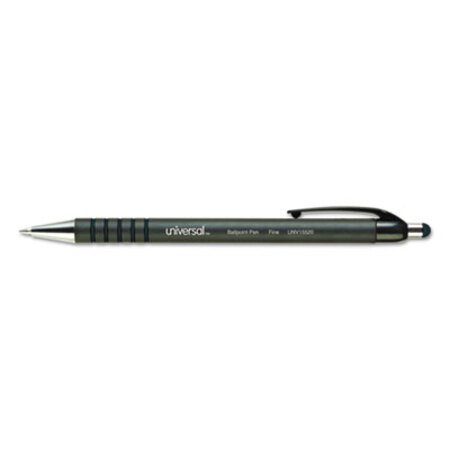 Picture of Ballpoint Pen, Retractable, Fine 0.7 mm, Black Ink, Black Barrel, DozenUNV-15520