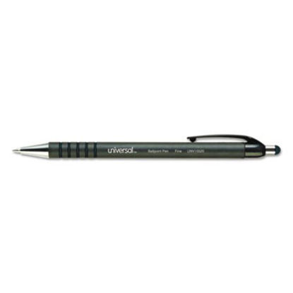 Picture of Ballpoint Pen, Retractable, Fine 0.7 mm, Black Ink, Black Barrel, DozenUNV-15520