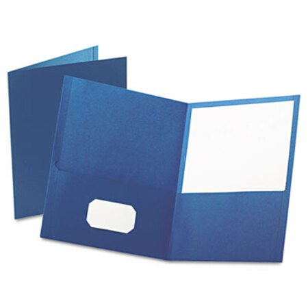 Picture of Twin-Pocket Folder, Embossed Leather Grain Paper, Blue, 25/BoxOXF-57502