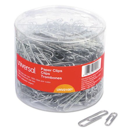 Picture of Plastic-Coated Paper Clips, Assorted Sizes, Silver, 1,000/PackUNV-21001