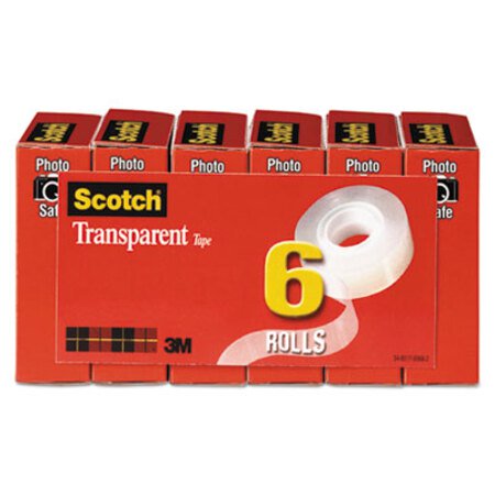 Picture of Transparent Tape, 1" Core, 0.75" x 36 yds, Transparent, 6/PackMMM-6006PK