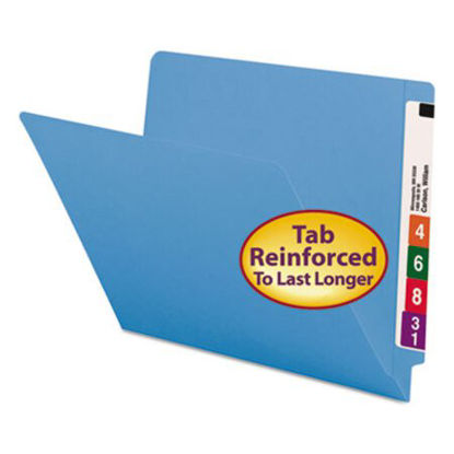 Picture of Reinforced End Tab Colored Folders, Straight Tab, Letter Size, Blue, 100/BoxSMD-25010