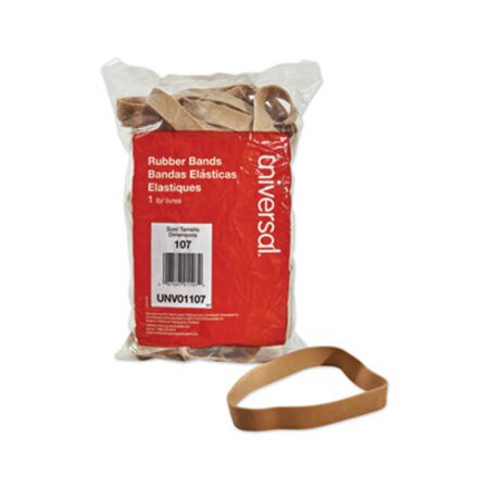 Picture of Rubber Bands, Size 107, 0.06" Gauge, Beige, 1 lb Box, 40/PackUNV-01107